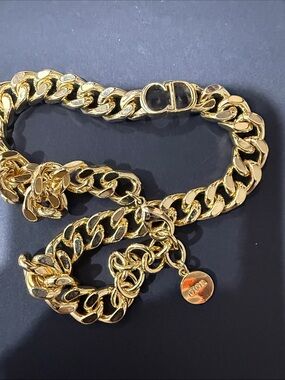 Dior Gold-Tone Chunky Link Necklace with Signature CD Logo